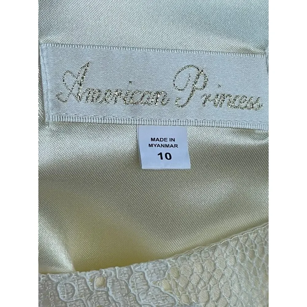 AMERICAN PRINCESS OFF-WHITE IVORY SPECIAL OCCASION TULLE DRESS BOW - SIZE 10